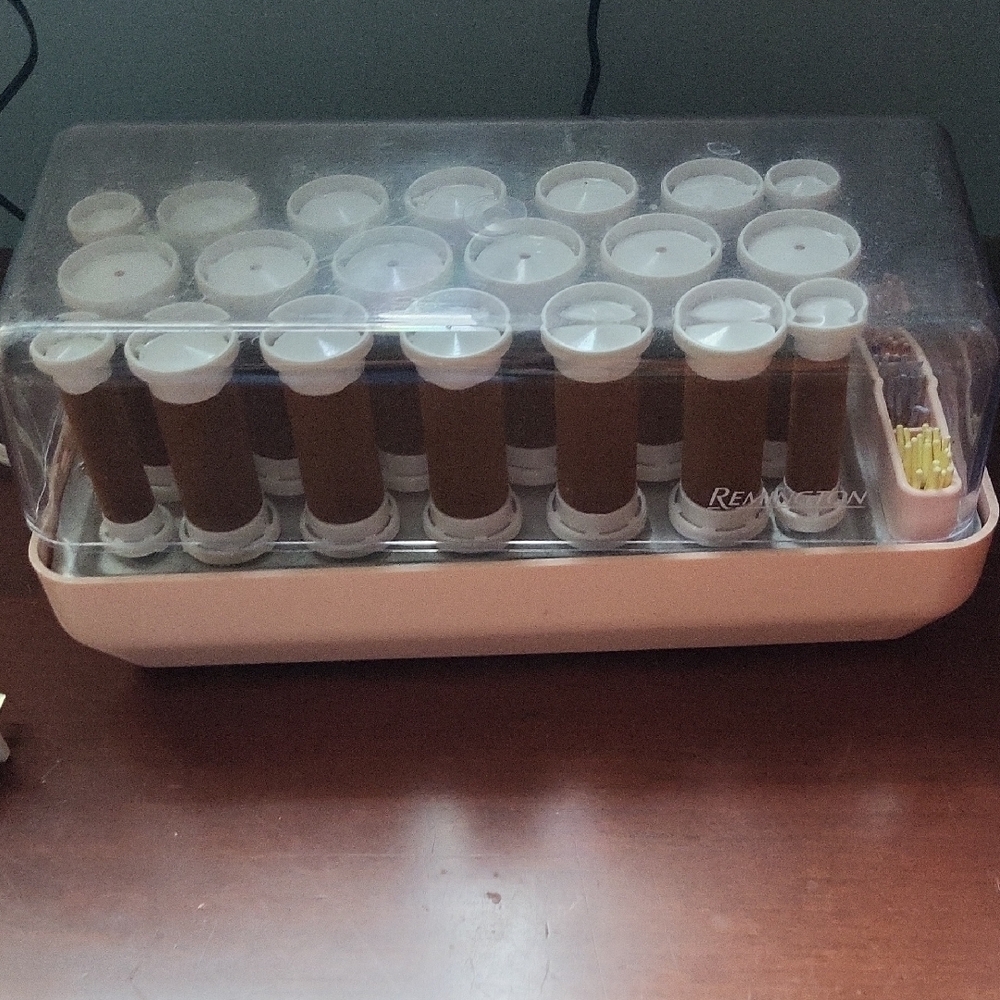 Remington Brown Hair Electric Hot Roller Set with Clear Lid